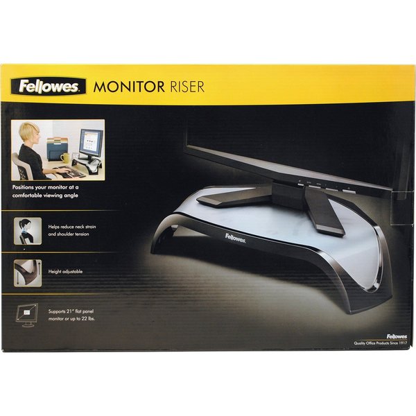 Corner Monitor Riser, Plastic, Black/Slvr