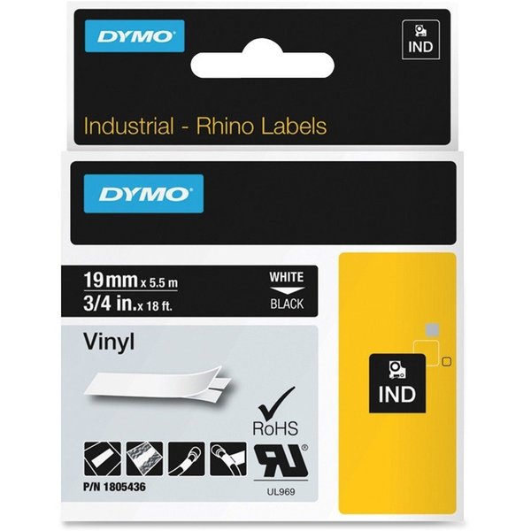 Rhinoâ¢ Label Cartridge, White on Black, 18 ft. L