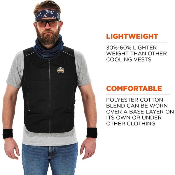 Cooling Vest, Cold Pack Inserts, Zipper