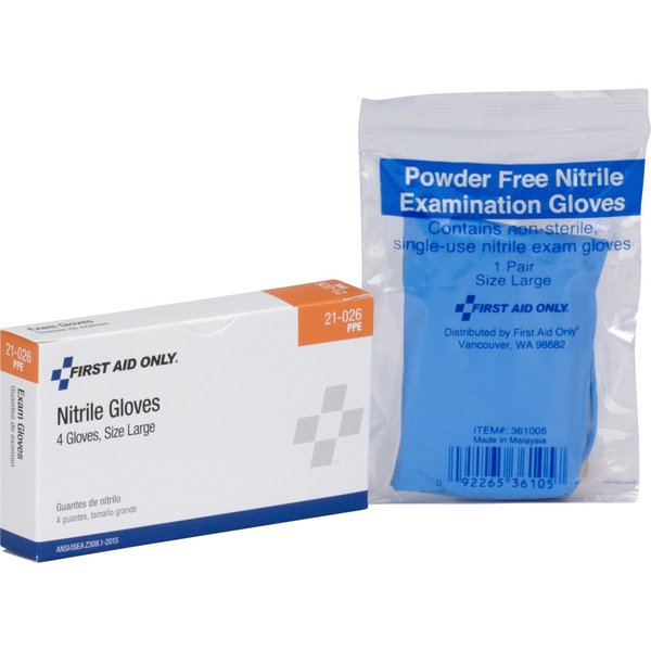 Disposable Gloves, Nitrile, Powder Free, Blue, L, 2 PK