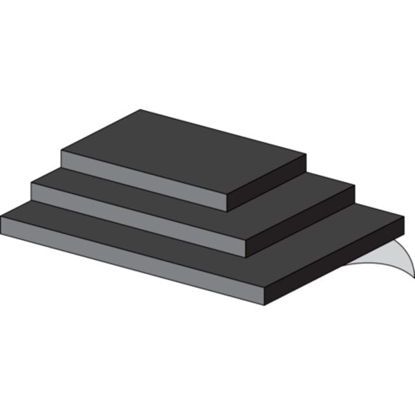 Foam Strip, Closed Cell, 1/4 in W, 10 ft L, 1/16 in Thick, Black