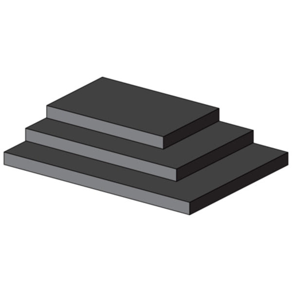 Foam Sheet, Closed Cell, 12 in W, 12 in L, 1/16 in Thick, Black