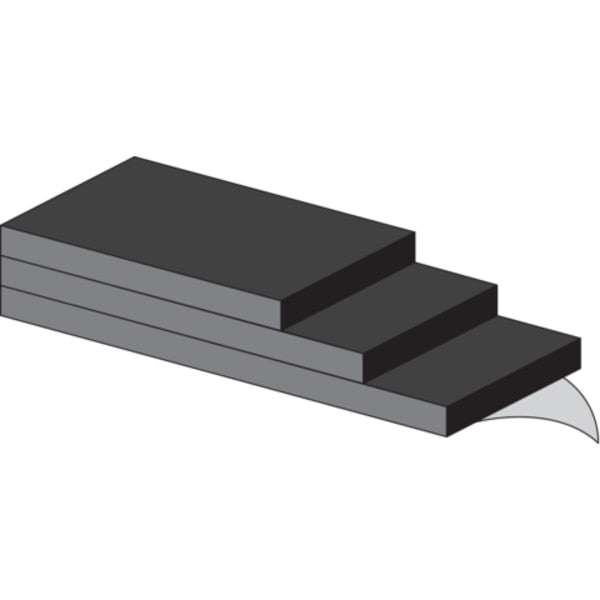 Foam Sheet, Closed Cell, 12 in W, 12 in L, 1/16 in Thick, Black