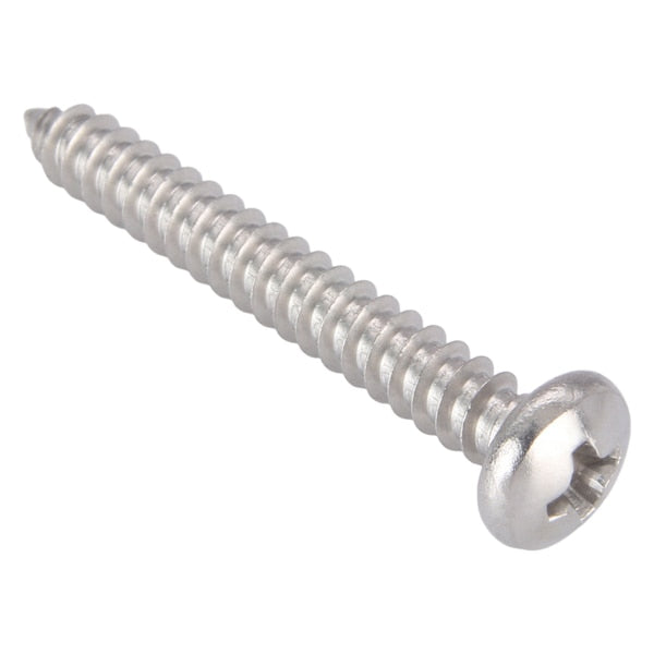 Sheet Metal Screw, #10 x 1-1/2 in, Plain 18-8 Stainless Steel Pan Head Phillips Drive, 100 PK
