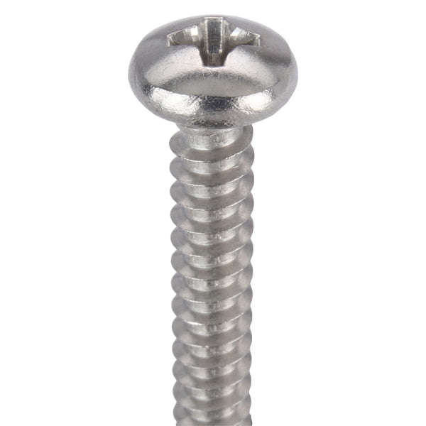 Sheet Metal Screw, #10 x 1-1/2 in, Plain 18-8 Stainless Steel Pan Head Phillips Drive, 100 PK