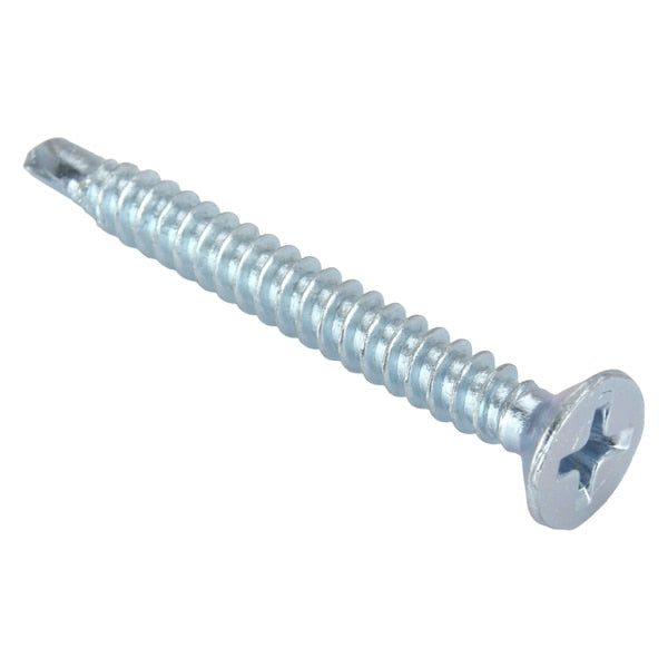 Self-Drilling Screw, #8 x 1-1/2 in, Zinc Plated Steel Flat Head Phillips Drive, 100 PK