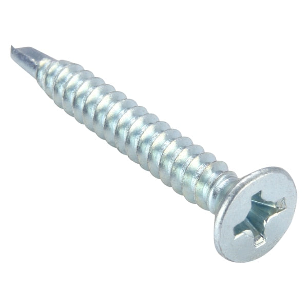 Self-Drilling Screw, #8 x 1 1/4 in, Zinc Plated Steel Flat Head Phillips Drive, 100 PK