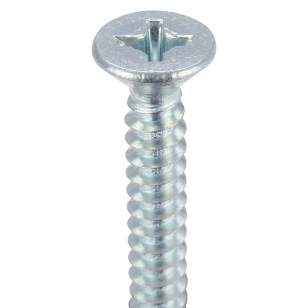 Self-Drilling Screw, #8 x 1 1/4 in, Zinc Plated Steel Flat Head Phillips Drive, 100 PK