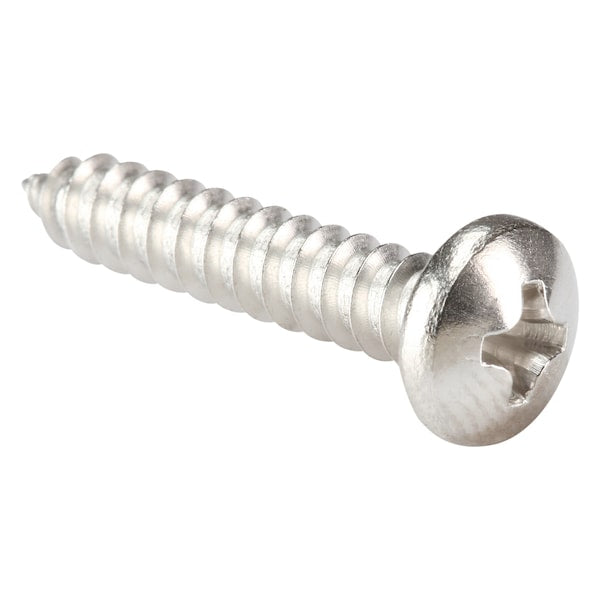 Sheet Metal Screw, #10 x 1 in, Plain 18-8 Stainless Steel Pan Head Phillips Drive, 100 PK