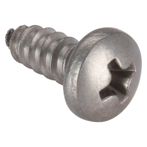 Sheet Metal Screw, #10 x 1/2 in, Plain 18-8 Stainless Steel Pan Head Phillips Drive, 100 PK