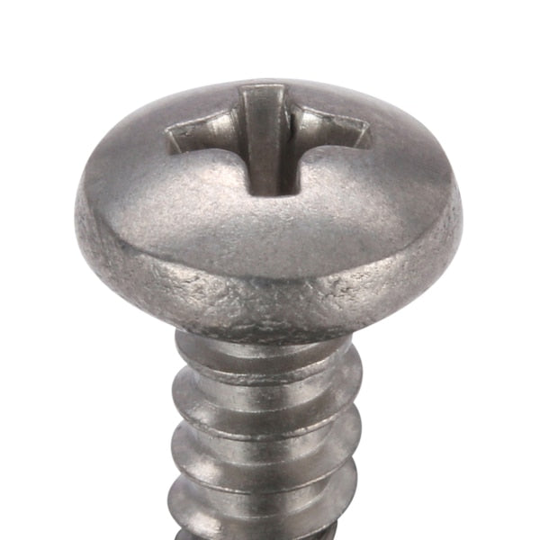 Sheet Metal Screw, #10 x 1/2 in, Plain 18-8 Stainless Steel Pan Head Phillips Drive, 100 PK