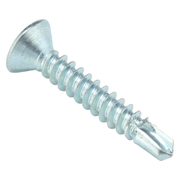 Self-Drilling Screw, #8 x 1 in, Zinc Plated Steel Flat Head Phillips Drive, 100 PK