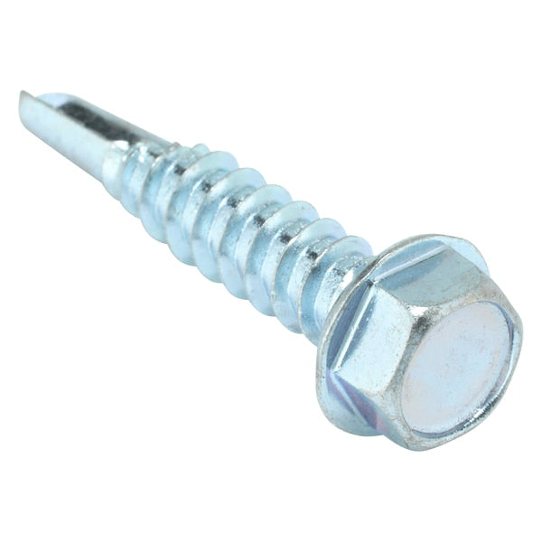 Self-Drilling Screw, #12 x 1 in, Zinc Plated Steel Hex Head External Hex Drive, 100 PK