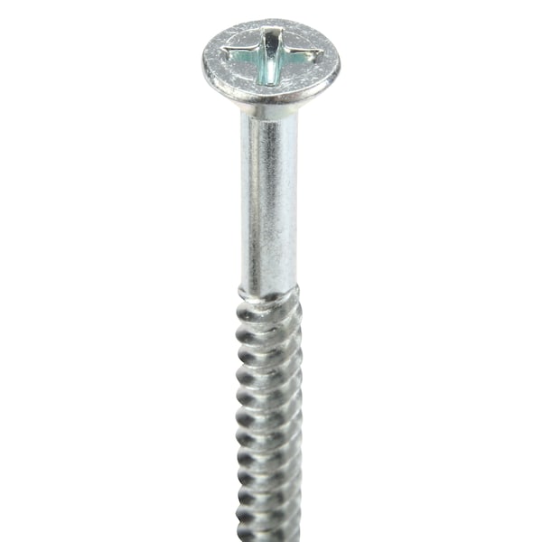 Wood Screw, #8, 2 in, Zinc Plated Steel Flat Head Phillips Drive, 100 PK