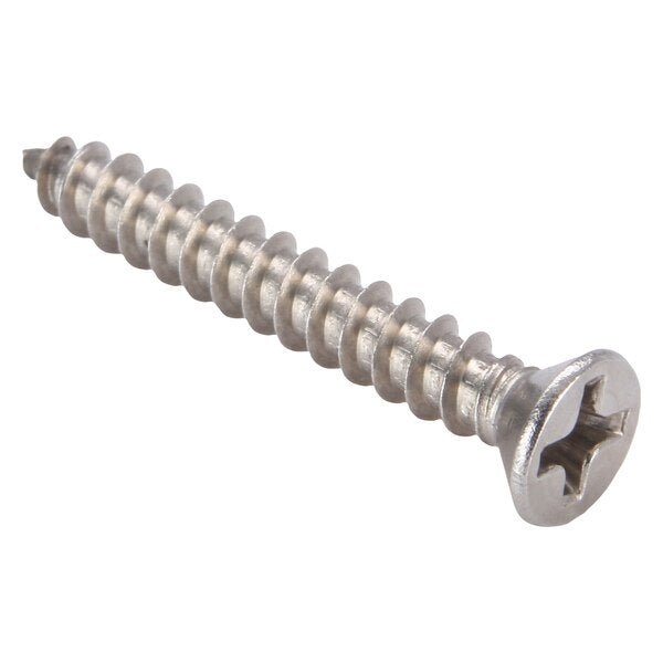 Sheet Metal Screw, #6 x 1 in, Plain 18-8 Stainless Steel Flat Head Phillips Drive, 100 PK