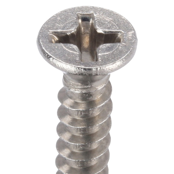 Sheet Metal Screw, #6 x 1 in, Plain 18-8 Stainless Steel Flat Head Phillips Drive, 100 PK