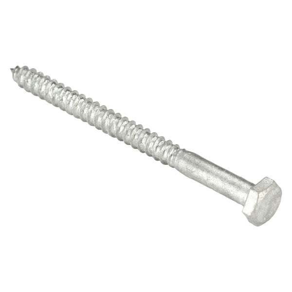 Lag Screw, 1/4 in, 3-1/2 in, Steel, Hot Dipped Galvanized Hex External Hex Drive, 100 PK