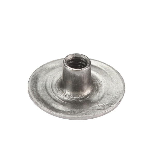 Round Weld Nut, #8-32, Steel, 1/32 in Ht, 100 PK