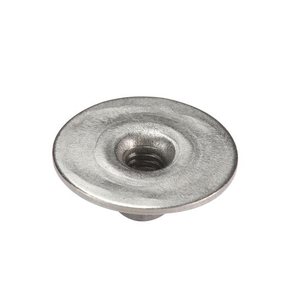 Round Weld Nut, #8-32, Steel, 1/32 in Ht, 100 PK