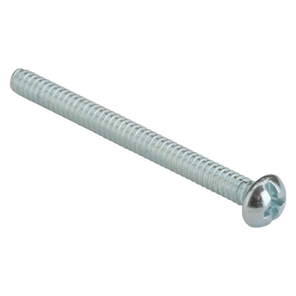 #6-32 x 1-1/2 in Combination Phillips/Slotted Round Machine Screw, Zinc Plated Steel, 100 PK