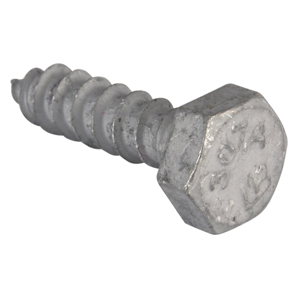 Lag Screw, 1/4 in, 1 in, Steel, Hot Dipped Galvanized Hex External Hex Drive, 100 PK