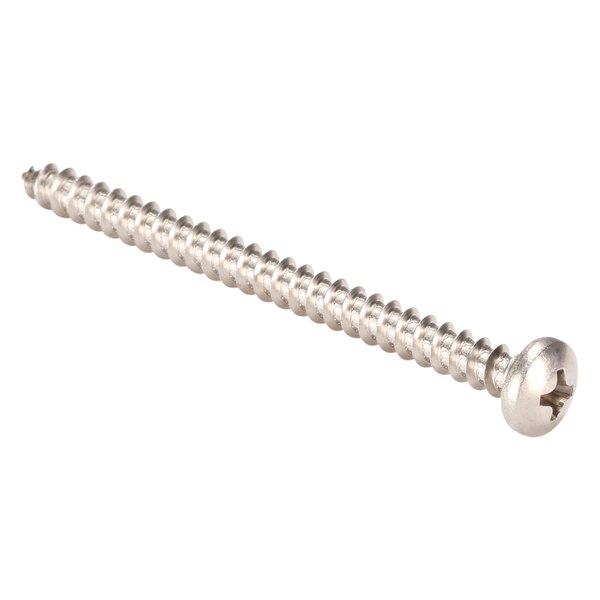 Sheet Metal Screw, #10 x 2-1/2 in, Plain 18-8 Stainless Steel Pan Head Phillips Drive, 100 PK