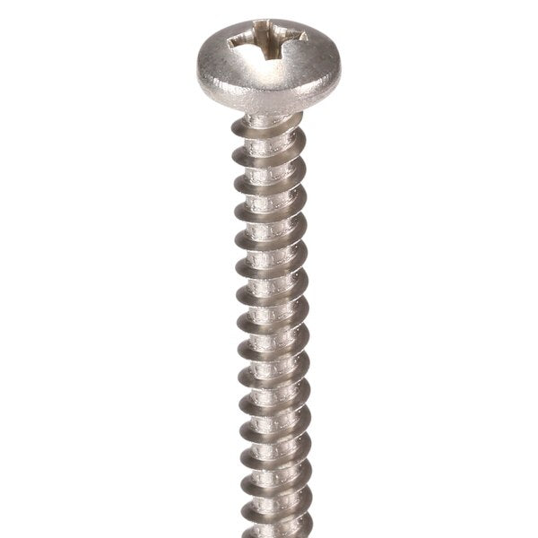 Sheet Metal Screw, #10 x 2-1/2 in, Plain 18-8 Stainless Steel Pan Head Phillips Drive, 100 PK