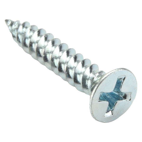 Wood Screw, #8, 1 in, Zinc Plated Steel Flat Head Phillips Drive, 100 PK