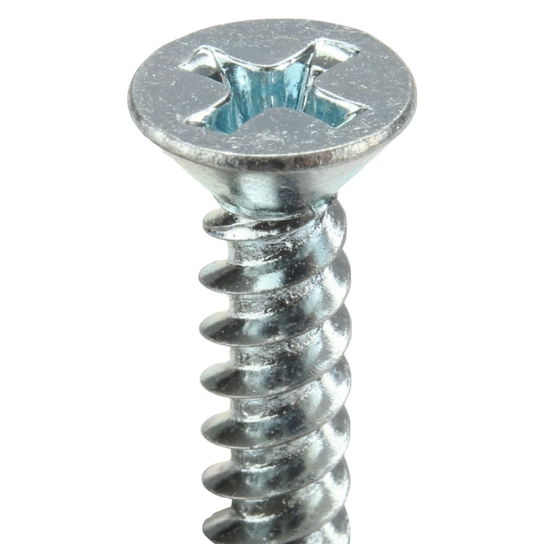 Wood Screw, #8, 1 in, Zinc Plated Steel Flat Head Phillips Drive, 100 PK