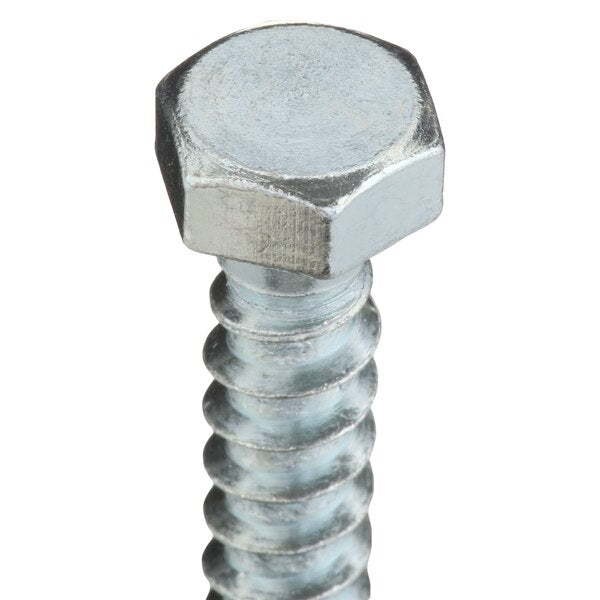 Lag Screw, 3/8 in, 2 in, Steel, Zinc Plated Hex External Hex Drive, 100 PK