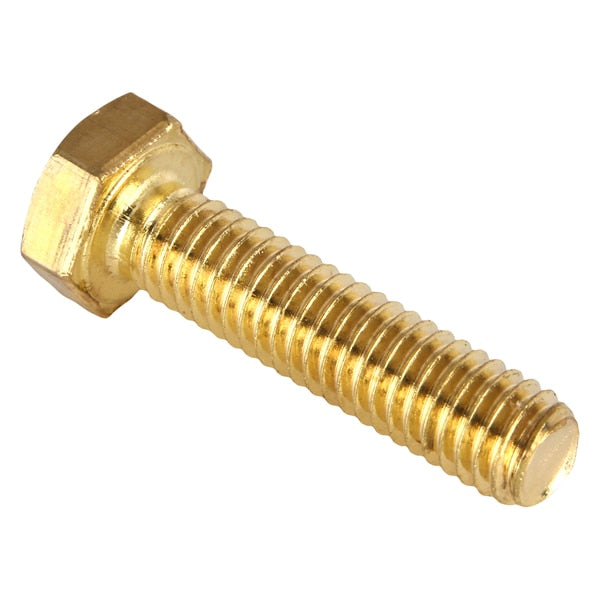 Not Graded, M6-1.00 Hex Head Cap Screw, Plain Brass, 25 mm L, 10 PK