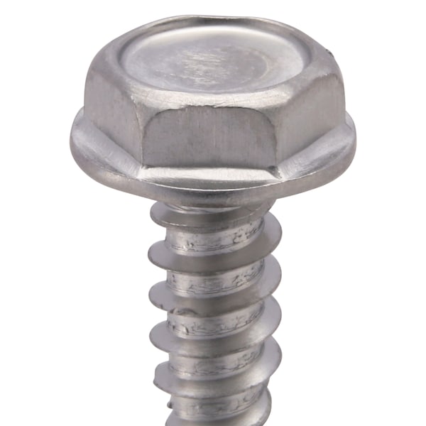 Self-Drilling Screw, #10 x 3/4 in, Plain 410 Stainless Steel Hex Head External Hex Drive, 100 PK