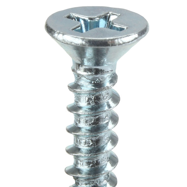 Wood Screw, #8, 3/4 in, Zinc Plated Steel Flat Head Phillips Drive, 100 PK