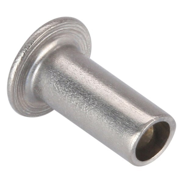 Semi-Tubular Rivet, Oval Head, 1/8 in Dia., 9/32 in L, Stainless Steel Body, 50 PK