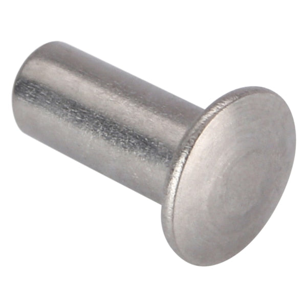 Semi-Tubular Rivet, Oval Head, 1/8 in Dia., 9/32 in L, Stainless Steel Body, 50 PK