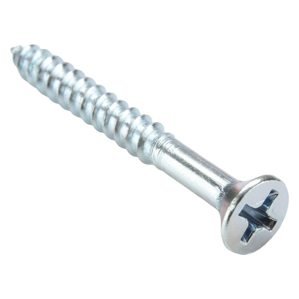 Wood Screw, #8, 1-1/2 in, Zinc Plated Steel Flat Head Phillips Drive, 100 PK