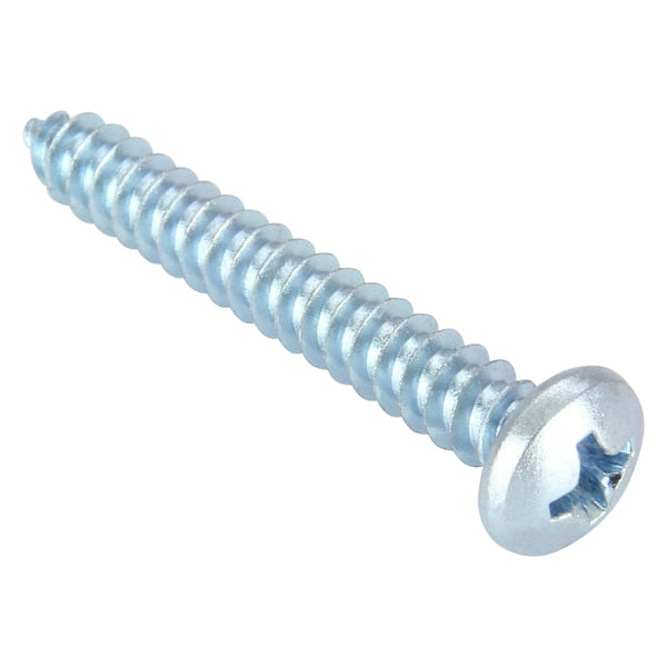 Sheet Metal Screw, #8 x 1-1/4 in, Zinc Plated Steel Pan Head Phillips Drive, 100 PK