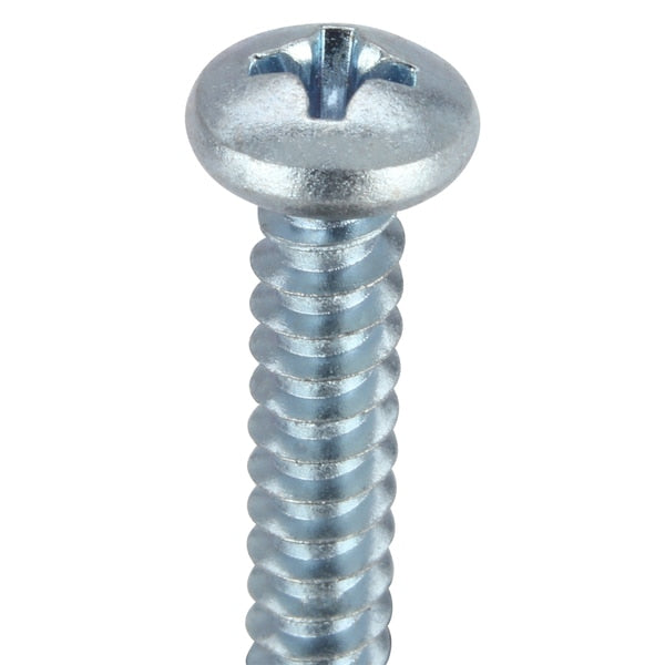 Sheet Metal Screw, #8 x 1-1/4 in, Zinc Plated Steel Pan Head Phillips Drive, 100 PK