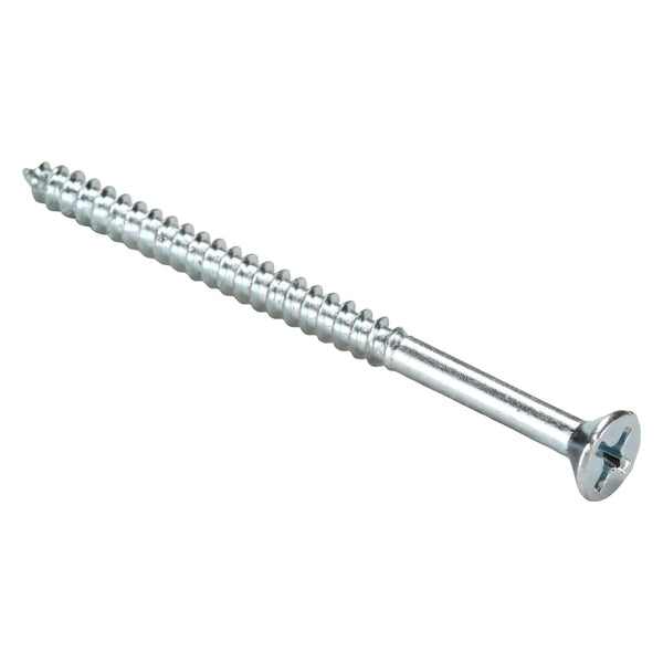Wood Screw, #8, 2-1/2 in, Zinc Plated Steel Flat Head Phillips Drive, 100 PK