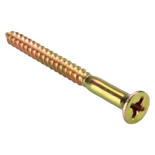 Wood Screw, #8, 2 in, Zinc Yellow Steel Flat Head Phillips Drive, 100 PK