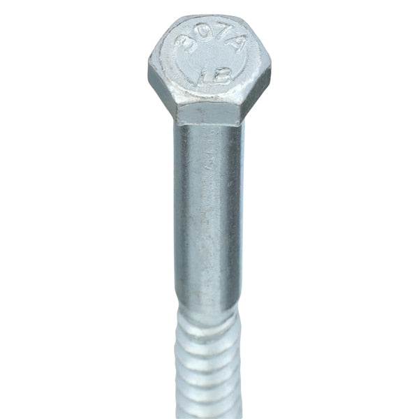 Lag Screw, 3/8 in, 7 in, Steel, Zinc Plated Hex External Hex Drive, 50 PK