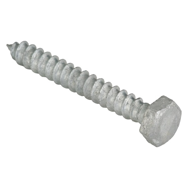 Lag Screw, 1/4 in, 2 in, Steel, Hot Dipped Galvanized Hex External Hex Drive, 100 PK