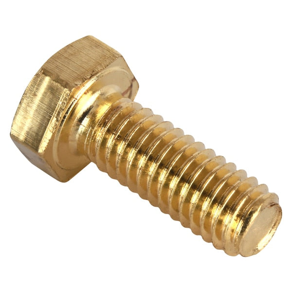 Not Graded, M6-1.00 Hex Head Cap Screw, Plain Brass, 16 mm L, 25 PK