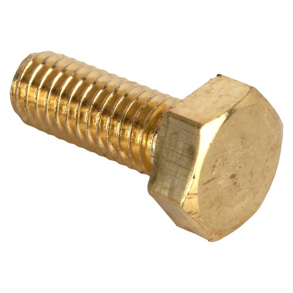 Not Graded, M6-1.00 Hex Head Cap Screw, Plain Brass, 16 mm L, 25 PK