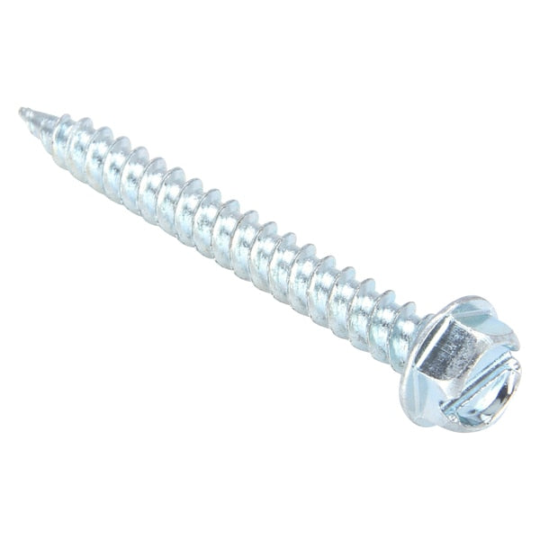Sheet Metal Screw, #8 x 1-1/2 in, Plain Steel Hex Head External Hex Drive, 250 PK