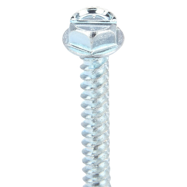 Sheet Metal Screw, #8 x 1-1/2 in, Plain Steel Hex Head External Hex Drive, 250 PK