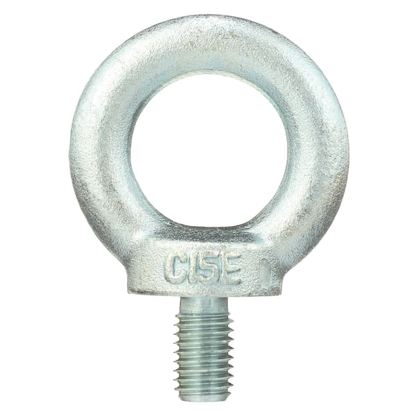 Machinery Eye Bolt With Shoulder, M12-1.75, 20.5 mm Shank, 30 mm ID, Steel, Zinc Plated, 2 PK