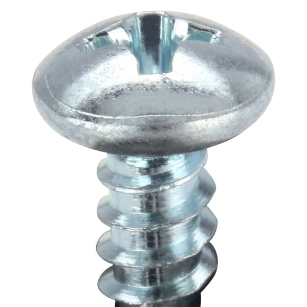 Sheet Metal Screw, #8 x 1/2 in, Zinc Plated Steel Pan Head Phillips Drive, 100 PK