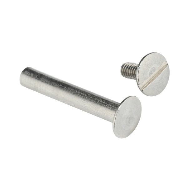 Binding Barrel, #8-32, 1 1/4 in Brl Lg, 13/64 in Brl Dia, 18-8 Stainless Steel Plain, 10 PK
