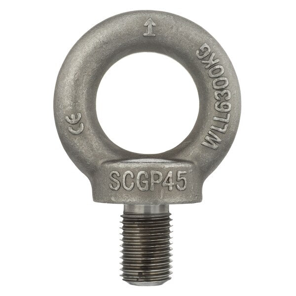 Machinery Eye Bolt With Shoulder, M42-4.50, 63 mm Shank, 80 mm ID, Steel, Plain